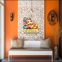 Bal Ganesha Wooden Wall Sticker With Quotes
